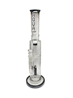 Aqua Glass Double Percolator Straight Ice Bong