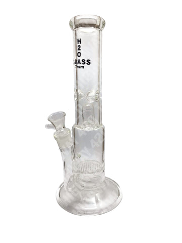 H2O Glass Straight Double Percolator Ice Glass Bong