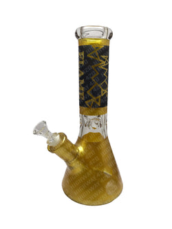 Flame Black & Gold Beaker Base Ice Glass Bong