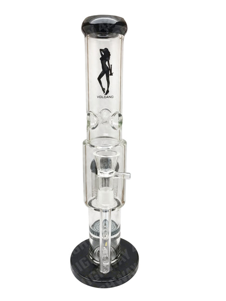 Volcano Double Percolator Straight Ice Glass Bong