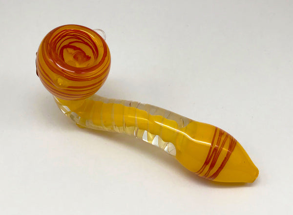 Red & Yellow Swirl Sherlock Glass Pipe