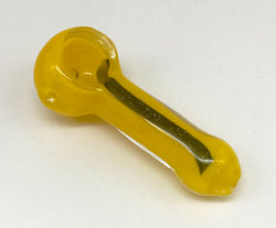 Yellow Black Line Spoon Glass Pipe