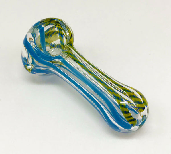 Blue & Yellow Swirl Spoon Glass Pipe